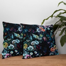 Resim Dark Flowers - Çiçekli Çift Taraflı KırlentKılıfı 2 Adet 