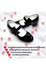 Resim BEEBRON Ortopedik Topuklu Abiye Kız Çocuk Ayakkabı Glossy Series Abiayk2401 Rugan Siyah 