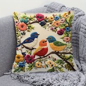 Resim 1 adet Canlı Kuş ve Çiçek Baskılı Atma Yastık Kılıfı, 45.72x45.72 cm, Nakışsız, Fermuar Kapanışı, Polyester Dekoratif Yastık Kılıfı Koltuk, Oturma Odası, Yatak Odası, Ofis için - İçerik Dahil Değildir, Makinede Yıkanabilir, Koltuk Acenti | Renkli Desen | Dokulu, Dekoratif Yastık 