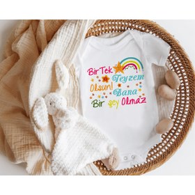 Resim Niles Baby design for baby Bir Tek Teyzem Olsun Bana Bir Şey Olmaz Yazılı Kısa Kol Zıbın 