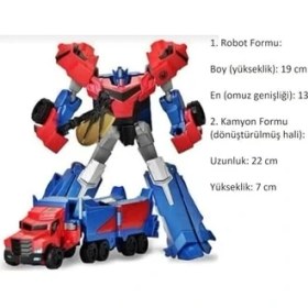 Resim Ohbe Express Giffy/oyuncak Metal Gövdeli 20 cm Araba ve Tıra Dönüşen Optimus ve Bumblebee Model Dönüşen Robotlar Autobots (Kırmızı) 