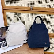 Resim Kadınlar için Preppy Tarzı Oxford Kumaş Sırt Çantası - Ayarlanabilir Omuz Askıları & Fermuarlı Kapama, Günlük Dış Mekan Seyahati için Minimalist Tasarım, Dayanıklı Bej/Siyah El Çantası, Güvenli Bagaj Depolama, Modern Üniversite Çantası, Sağlam Yapı 