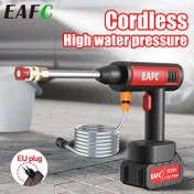 Resim EAFC Taşınabilir Kablosuz Yüksek Basınçlı Yıkama Tabancası Köpük Püskürtücü ile - EU Fişi 220-240V, Şarj Edilebilir Lityum Pil, Araba, Ev, Banyo ve Zemin Temizliği için Ergonomik Tutma Sapı, Yüksek Basınçlı Yıkama Tabancası, Ev Temizleme Aracı, Şık Aracı Tasarımı, Dayanıklı İnşaat 