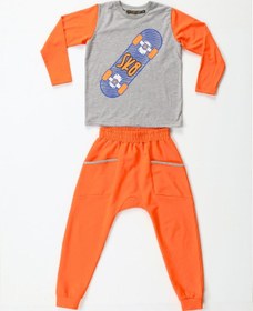 Resim Turuncu Kaykay Baggy Pantolon Takım-Turuncu 
