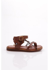 Resim Dgn Dgn 310 Kadin Parmak Arasi Yani Boncuklu Sandalet 310-2178-R1755 Taba 