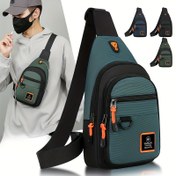 Resim Moda Erkek Göğüs Çantası El Çantası Hafif Kanvas kumaş Omuz Çantası Şık Rahat Erkek Bel Paketleri Erkek Göğüs Çantası, Dışarı çıkma ve egzersiz yapmak için uygun, Erkekler için hediye 