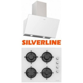Resim Silverline 2'li Beyaz Cam Ankastre Set (3457 Soho Davlumbaz - Cs5349w01 Ocak) 