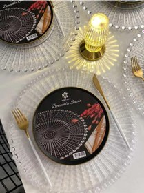 Resim Supla, Boncuklu Sunum Tepsisi Şeffaf Sunumluk 20 Cm. Ahşap - Kırmızı 