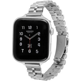 Resim Yarım Yuvarlak Üç Boncuklu Metal Saat Kordonu iOS Uyumlu Ultra 49mm-watch Ultra 2 49mm / Seri 9-8-7 45mm / Se 3-se 2-6-se-5-4 44mm / 3-2-1 42mm 