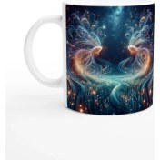 Resim Balık Burcu Baskılı Kahve Kupası - Elementsel Doğa Krallığı Temalı Vs4 