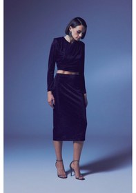 Resim Sateen Parlak Kalem Etek - Lacivert-135650 Lacivert 