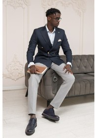Resim Paul Martin Regular Fit İtalyan Yaka Astarlı Torba Cepli Kruvaze Blazer Ceket Lacivert 