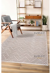 Resim Saraz Halı Ada Kilim Modern Salon Mutfak Koridor Kesme Yolluk Dokuma Makine Halısı Zigzag Vizon Vizon 