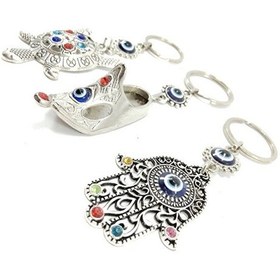 Resim Nazar Boncuğu Anahtarlık Renkli Kaplumbağa / Çarık / Hamse Eli Me 