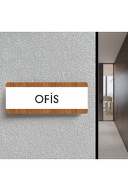 Resim zafrakreklam Ofis Departman Kapı İsimliği, Yönlendirme levhası 26X10Cm BEYAZ-CEVİZ 