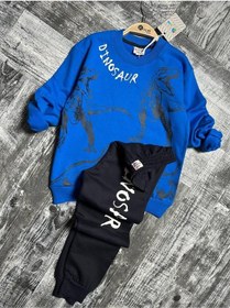 Resim Dinozor Detaylı Sardonlu Eşofman Takımı Lacivert 