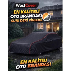 Resim WestCover Peugeot 307 En Kaliteli Vinleks (Siyah-Kırmızı Dikişli) Kumaş Oto Branda Araba Çadırı 