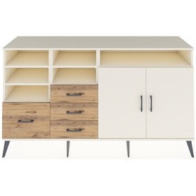 Resim Hyperion Konsol 7 Raflı 4 Çekmeceli 2 Kapaklı 176x44x99 Aytaşı-ay Aytaşı-aytaşı/çam 