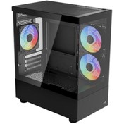 Resim AEROCOOL VIEWPORT MINI ARGB 3*12CM FANLI TEMPERLİ CAM YAN ÖN PANEL USB 3.0 MATX KASA 