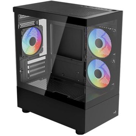 Resim AEROCOOL VIEWPORT MINI ARGB 3*12CM FANLI TEMPERLİ CAM YAN ÖN PANEL USB 3.0 MATX KASA 