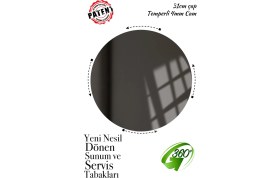 Resim Sunum360 Füme Ayna, Dönen Standlı Lüx Servis Sunum Tabağı, Dönen Pasta ve Peynir Tabağı Standı 