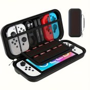 Resim Seferde Kolaylık - Nintendo Switch/Switch OLED için Lüks PU Deri Taşıma Çantası - Çok Bölmeli Geniş Koruyucu Seyahat Çantası, Geliştirilmiş Havalandırma için Siyah File Tasarım, Konsol & Aksesuarlar için Dayanıklı Depolama, Seyahat Çantaları 