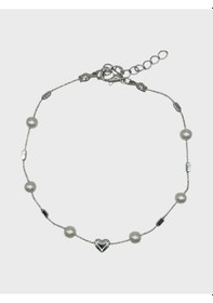 Resim Arnes Jewelry Çelik İncili Kalpli Halhal Ar599nes Silver 