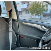 Resim Araç Emniyet Kemer Konforu Suni Deri Üniversal Siyah -Gri Dikişli (528546745) 
