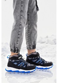 Resim Kiko Kids Kcal Termo Taban Cırtlı Erkek Çocuk Spor Bot Ayakkabı Siyah - Saks Mavi 