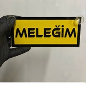 Resim Sarı Renk Üzeri Siyah Renk Meleğim Yazılı Vantuzlu Cam Süsü 