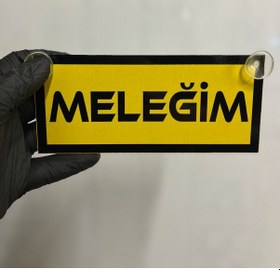 Resim Sarı Renk Üzeri Siyah Renk Meleğim Yazılı Vantuzlu Cam Süsü 