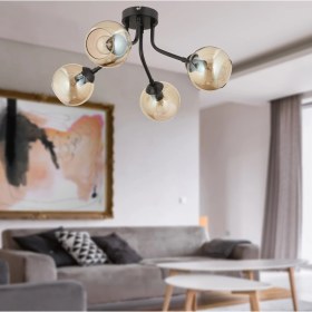 Resim Apliqa David 4Lü Siyah Bal Camlı Modern Genç Odası Mutfak Retro Salon Avize 