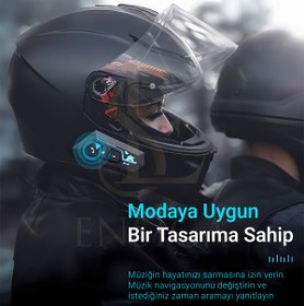 Resim Bt22 Motosiklet Kask İçi Bluetooth Kulaklık İnterkom Destekli 