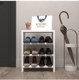 Resim Kenzlife Ayakkabılık Mısri Mat Beyaz Suntalam 050 040 20 Altı Çift Ayakkabı Kapasitesi Arkalıksız Beyaz 