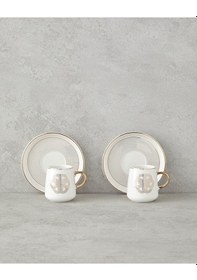 Resim Cladars Porselen 4 Parça 2 Kişilik Kahve Fincan Takımı 90 Ml Gold beyaz 