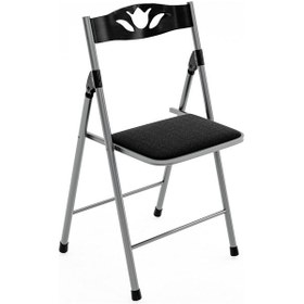 Resim 60x90 Siyah Mermer Desenli Katlanır Masa ve 4 Adet Sandalye Set 