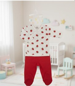 Resim Gmn Collectıon Yenidoğan 7'li Çilekli Battaniyeli Hastane Çıkışı Zıbın Seti Beyaz - Kırmızı 