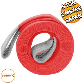 Resim Badem10 Sapan Polyester Spanzet 5 Ton 2 Metre Kırmızı Sağlam Yük Kaldırma Taşıma Indirme Halat 