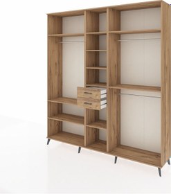 Resim Hyperion Dolap 10 Raflı 2 Çekmeceli 3 Askılı 220x44x243 Çam-çam/çam Atlas Çam/atlas Çam 