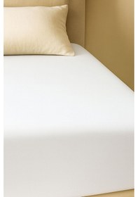 Resim 140 X 200 Cm Düz Pamuklu Tek Kişilik Lastikli Fitted Penye Çarşaf Beyaz 