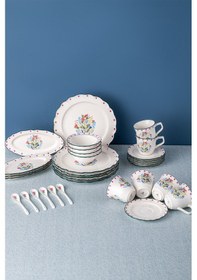 Resim Emsan Yolanda Porselen 32 Parça 6 Kişilik Kahvaltı / Servis Takı Beyaz 