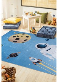 Resim Bianca Eco Dijital Baskı Makinada Yıkanabilir Kaymaz Taban Dekoratif Çocuk Odası Halısı 2697 Mavi 