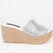 Resim Elile Shoes Hakiki Deri Büyük Küçük Numara Jüt Yüksek Topuk Kadın Terlik Lame 