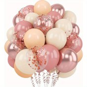 Resim 47 adet Retro Blush Pembe Kum, Beyaz ve Metalik Konfeti Balon Seti - Gelin Duşları, Bohemian Doğum Günleri, Düğünler, Yıldönümler için Zarif Gül Altın Detayları - İç/Dış Mekan Parti Süslemeleri, Parti Süslemeleri|Canlı Balon Seti|Dayanıklı Emülsiyon Balonları 