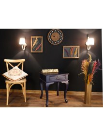 Resim Wooding Mobilya Çekmeceli Masif Lacivert Komodin - Yan Sehpa 