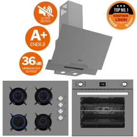 Resim Ferre ve AFM Tech Marka / GREYON Antrasit Gri Ultra Sessiz Ankastre Set( D065-SA + FM2210 + FM7710) 