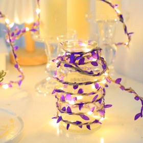 Resim 1 Mor Yaprak LED Işık Dizisi, Jüt İpi Rattan İç Mekan Tatil Ev Sevgililer Günü Ramazan Düğün Partisi Noel Ağacı Yeni Yıl Süslemesi, Noel ve Cadılar Bayramı Süslemesi - Pil Kutusu ile Çalışır (Pil Yok) 