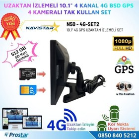 Resim Uzaktan İzlemeli 10 İnç 4 Kanal 4g Gps Bsd Kör Nokta Uyarı Sistemli Ir Led Kameralı Profesyonel Araç Kamera Seti 