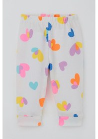 Resim Breeze Kız Bebek Pijama Takımı Omuzdan Patlı Renkli Kalp Desenli 4 Ay-1 Yaş, Beyaz Beyaz 