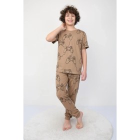 Resim Kısakollu Play Console Desenli Erkek Çocuk Pijama Takımı (Alt-Üst) 